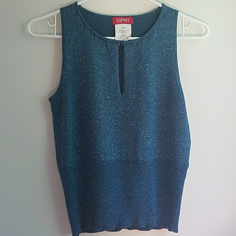Esprit teal sparkle knit top